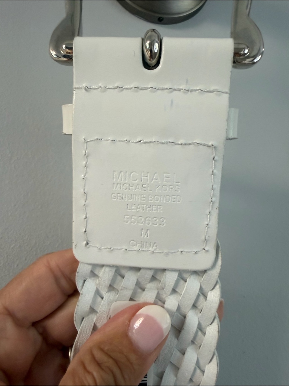 MICHAEL Michael Kors White Braided Leather womens Belt